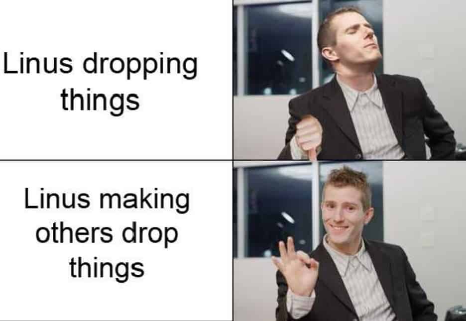 Linus Dropping Things Tips Meme